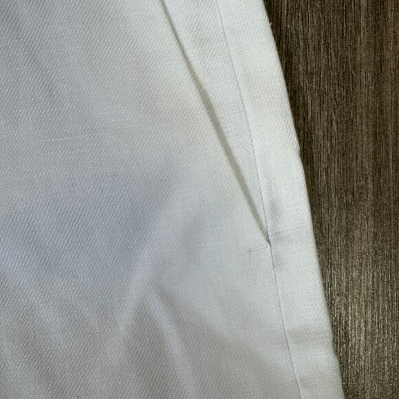 J.Crew Pleated 9" Trouser Short WMNS 2 White Stretch Linen Blend Removable Belt - Picture 4 of 7